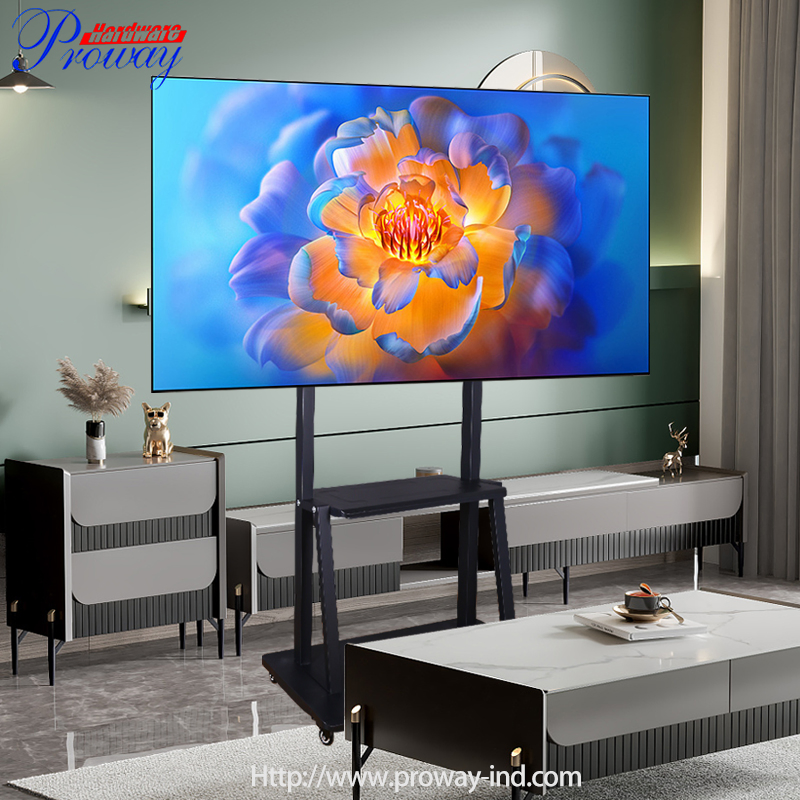 Commercial Mobile Large TV Mount Stand Cart Fixed TV Rolling Cart LCD Big Size TV Trolley Floor TV Carts with Wheels