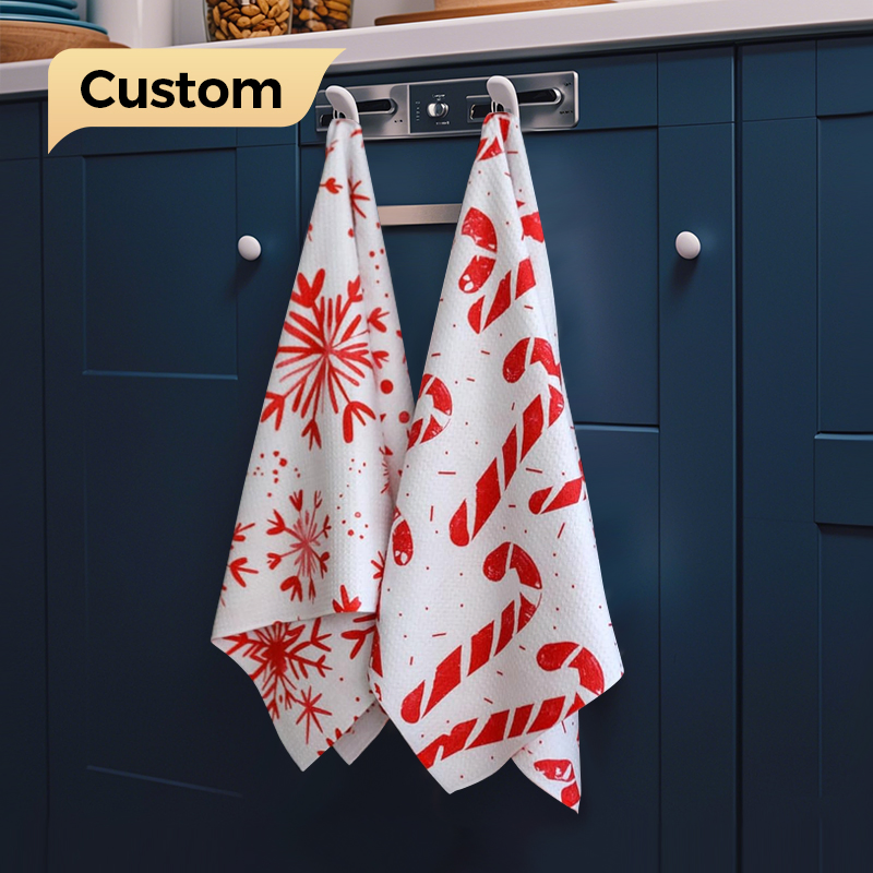 Bestseller Pick Lit-Free Hanging Loop Floral Pattern Microfiber Cleaning Towel for Easy Storage Dish Drying Oil Absorption