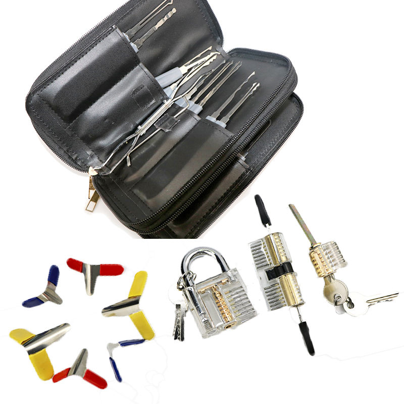 24 PCS Multitools 3 Transparent Stainless Steel Lock Pick Set Locksmith Tool Set