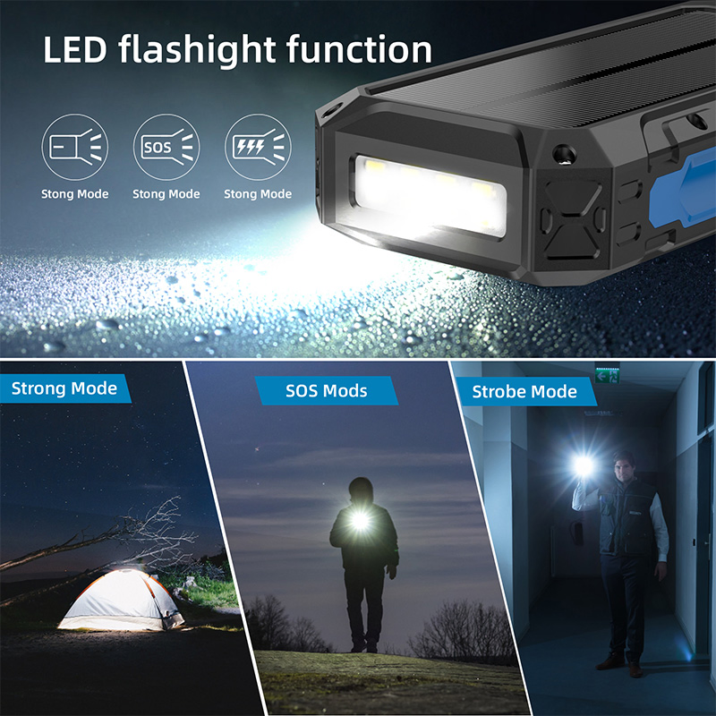 Outdoor Wireless Charging 30000mAh waterproof Portable LED Camping Light Solar Panels Power Bank