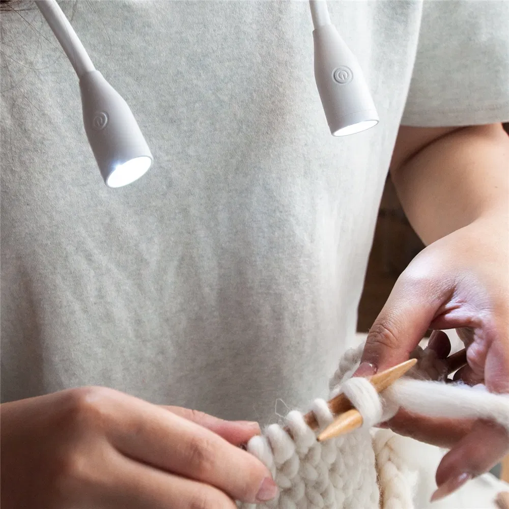 LED Neck Knitting Light 3 Colors Bendable Arms Rechargeable Long Lasting Perfect for Sewing Reading Camping Repairing