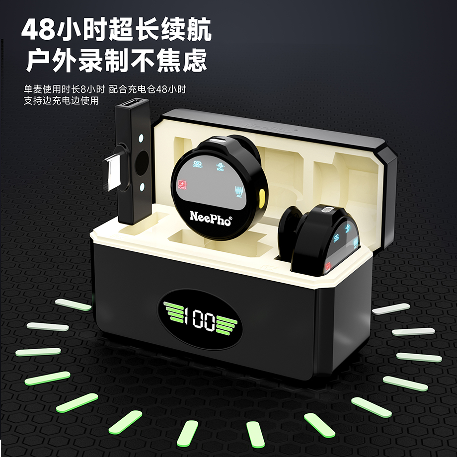 New Wireless Lavalier Microphone with Noise Canceling Bluetooth Mini Mic for iPhone Android Vlogging Youtube