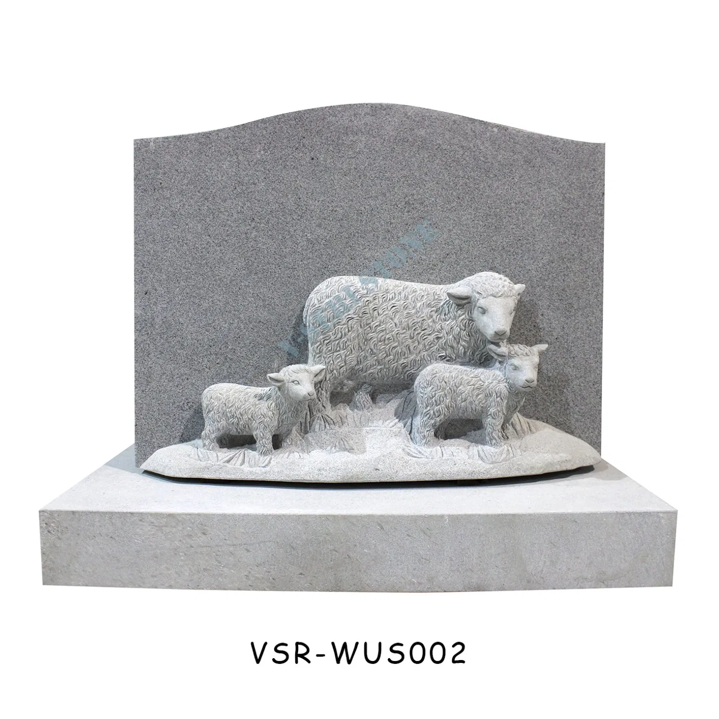 Custonm Upright Headstone American Tombstones with Granite Vases in Grey Granite