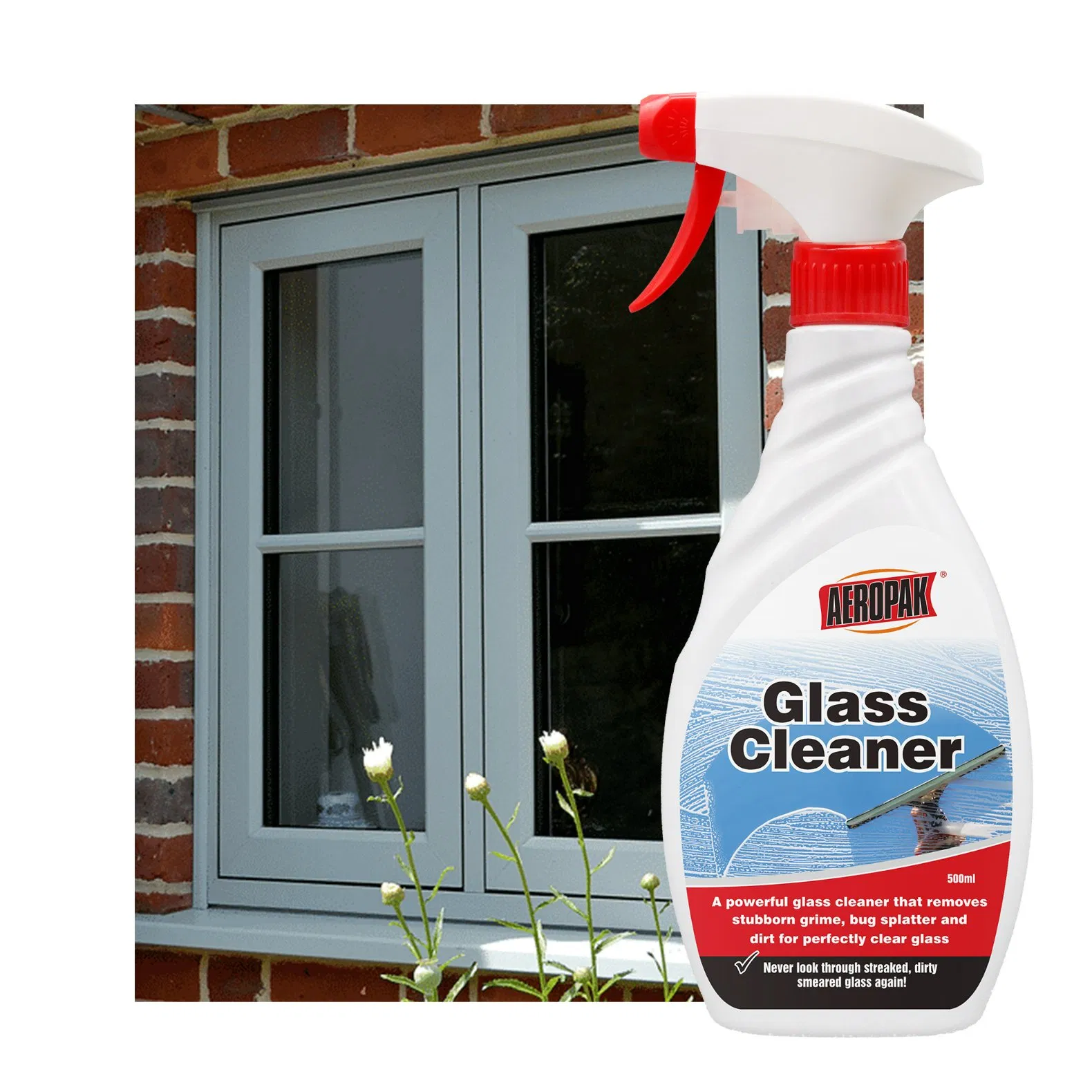 Aeropak 500ml Bottle Household High-Efficiency Cleaning Liquid Window Glass Cleaner Spray for All Glass