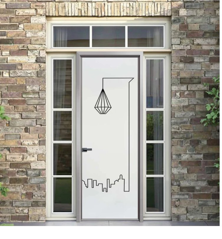 Elegant Aluminum Frame Vertical Black Tempered Interior Room Metal Glass Door