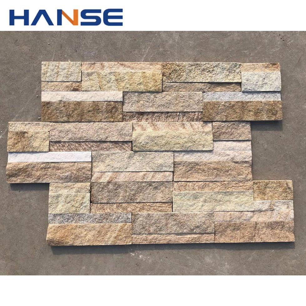 Yellow Split Face Stone Slate for Interior House Cladding for Building Material/Interior/Exterior Wall