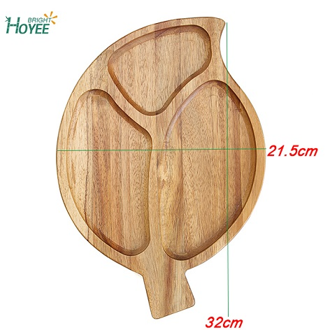 Wholesale Acacia Wood Leaf Shape Snacks Plate