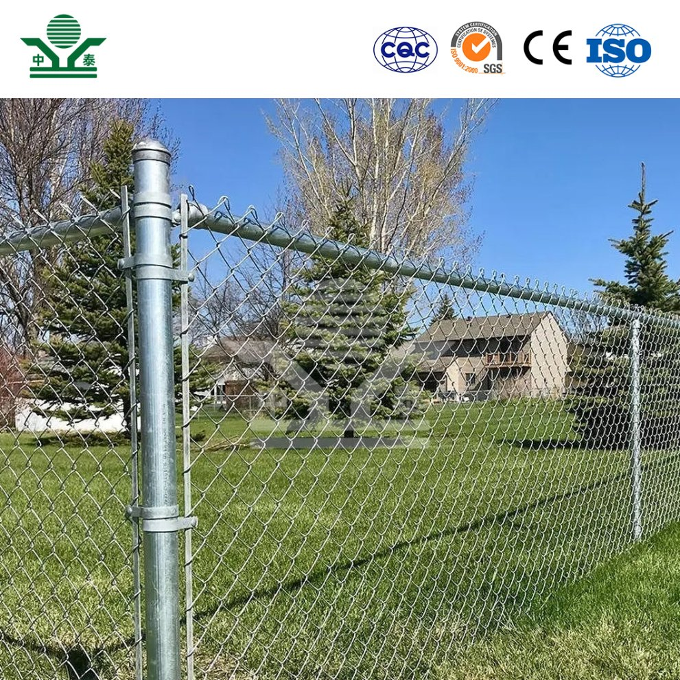Zhongtai Chain Link Wire Fence China Manufacturers Black Galvanized Stadium Chain Link Fence 60mm X 60mm 7FT Stadium Chain Link Fence