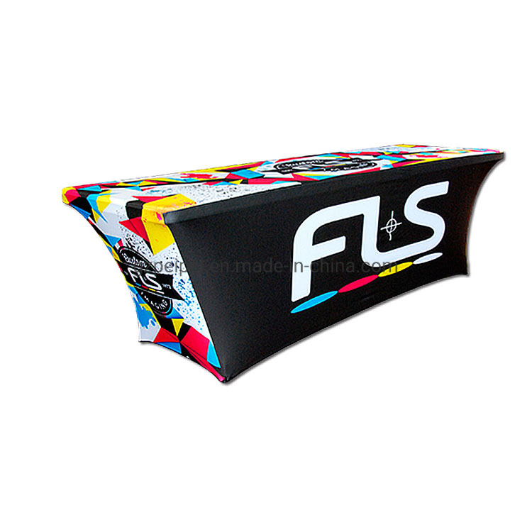 Promotional Products Trade Show Advertising Table Desk Cloth Custom Stretch Sublimation Logo Spandex Custom Table Cloth Table Cover