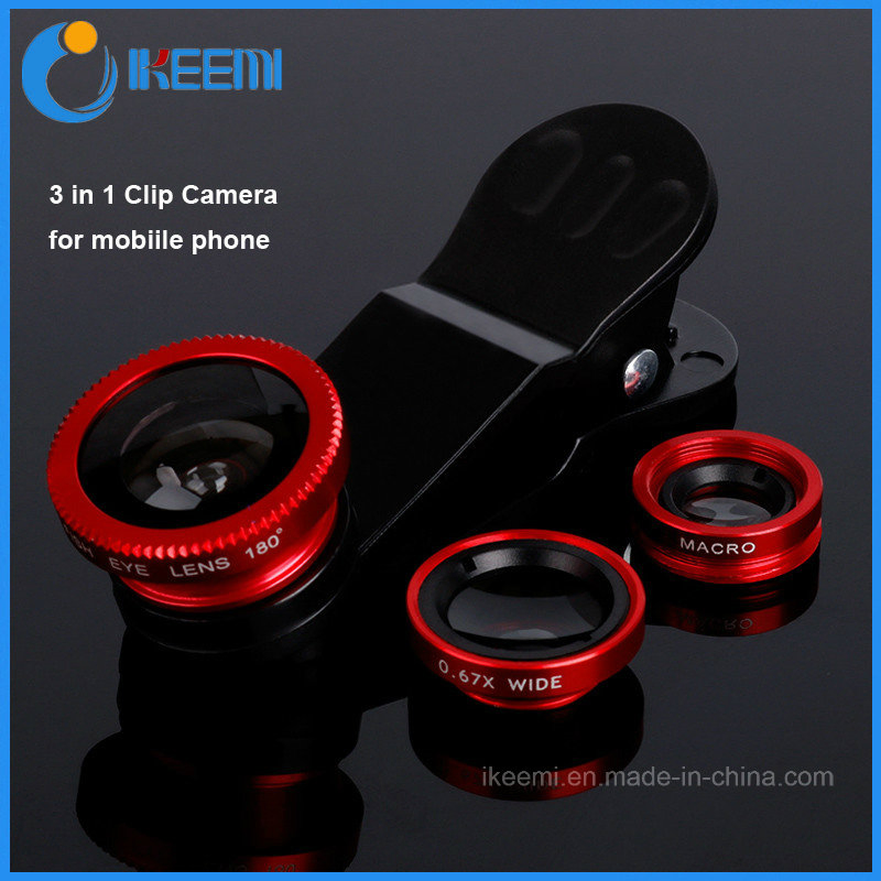 3 in 1 Lens Universal Clip Camera Lens Fish Eye, Wide Angle, Macro for iPhone 4/5/6/6 Plus