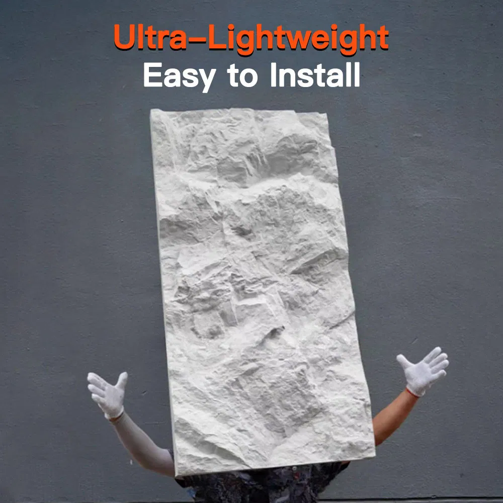 PU Artificial 3D Stone Foam Panels for Interior Exterior Wall Cladding Waterproof Plastic Stone Wall Moulding Sheets for Hotels