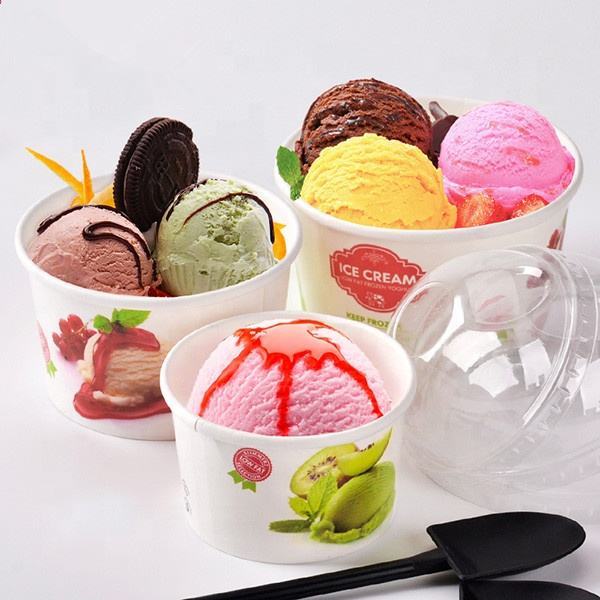 Customized 4oz 6oz 8oz Recyclable Disposable Takeaway Single Wall Ice Cream Cup