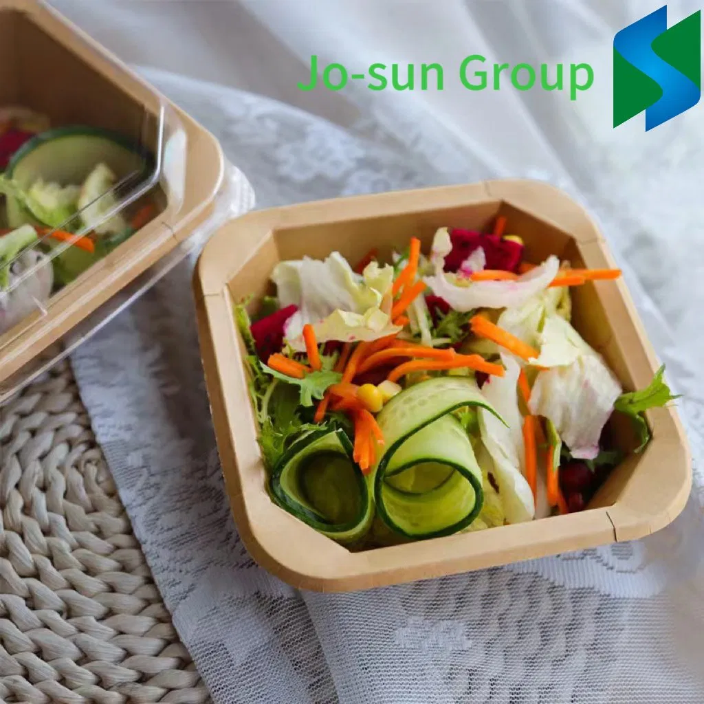Disposable Waterproof and Oil-Proof Kraft Paper Fruit Salad Star Anise Bowl with Lid