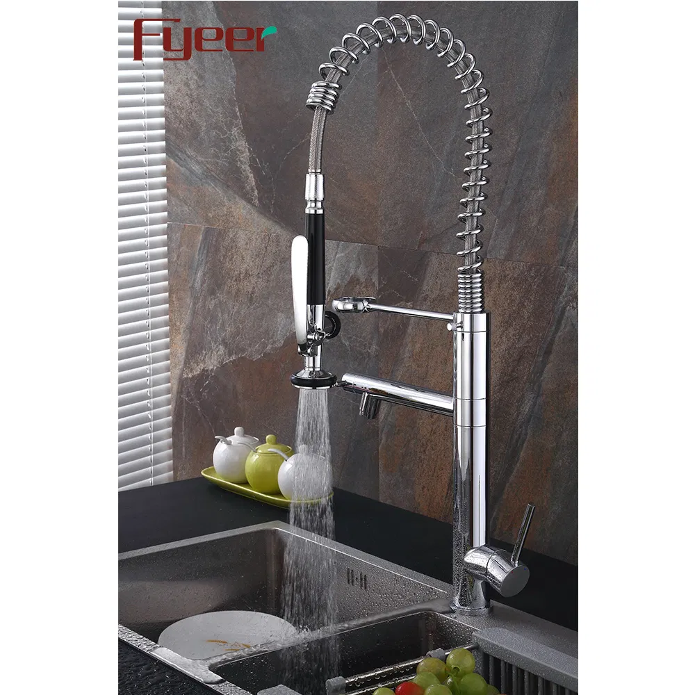 Fyeer Newest Double Spray Pull out Kitchen Sink Faucet