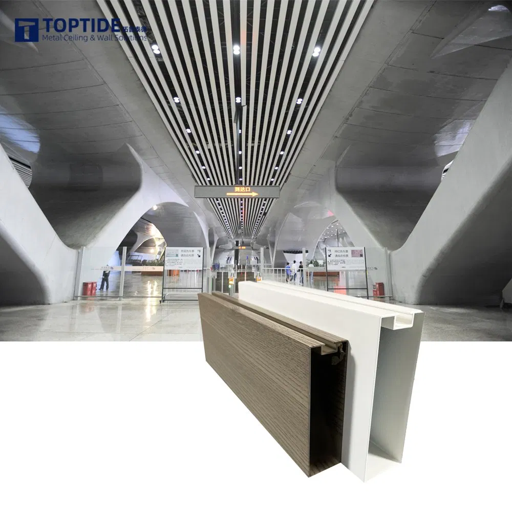 Commercial Office False Ceiling Building Materials Aluminum Baffle Ceiling for Railway Station