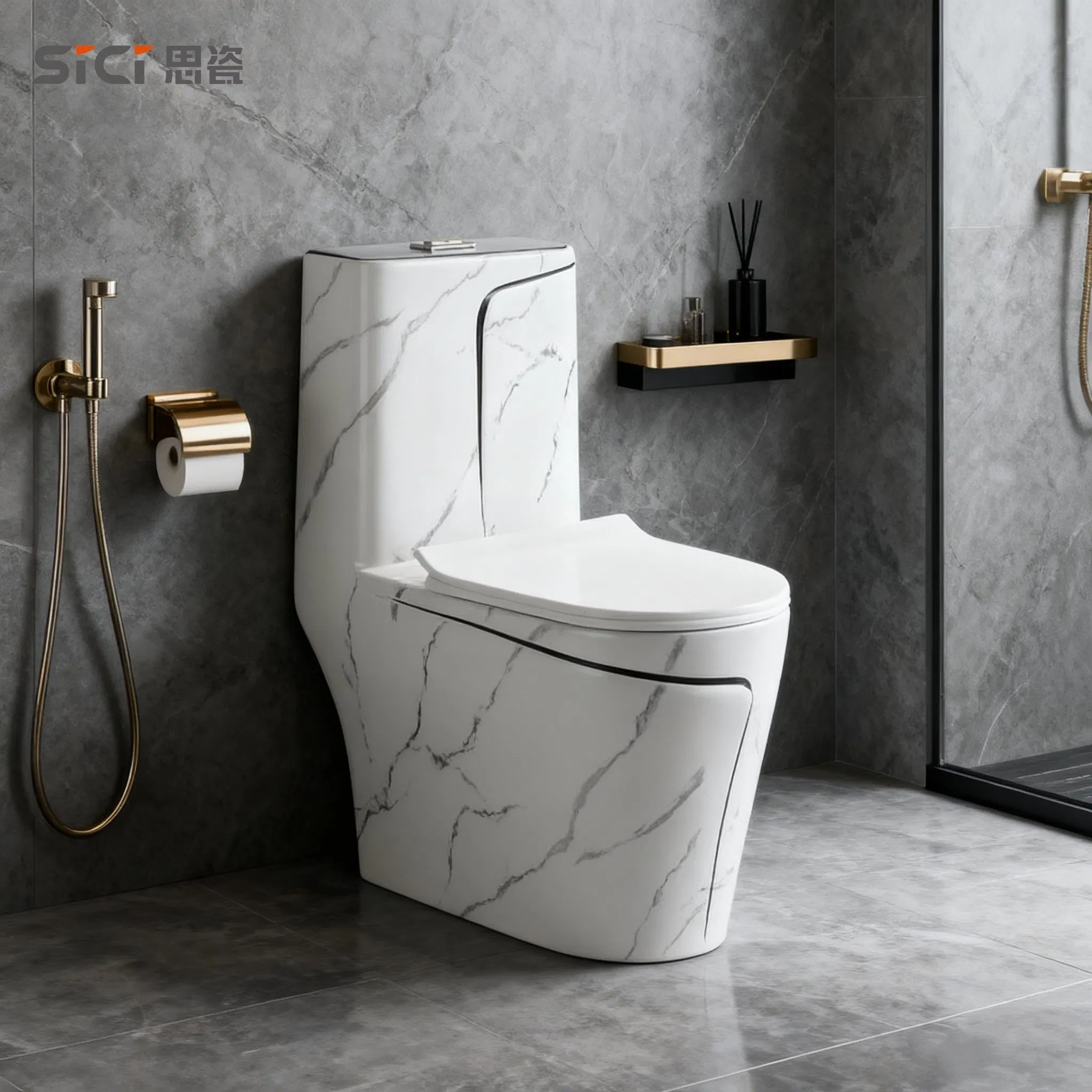 Modern Sanitary Ware Ceramic Bathroom Toilet Set One Piece Marble Basin Toilet