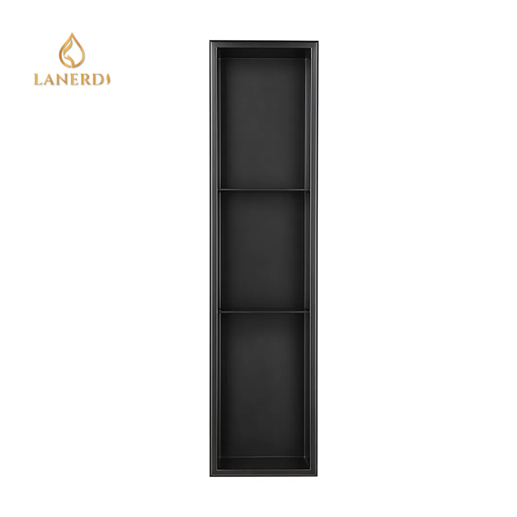 Встраиваемая ниша для душа из нержавеющей стали, 3 полки, черная