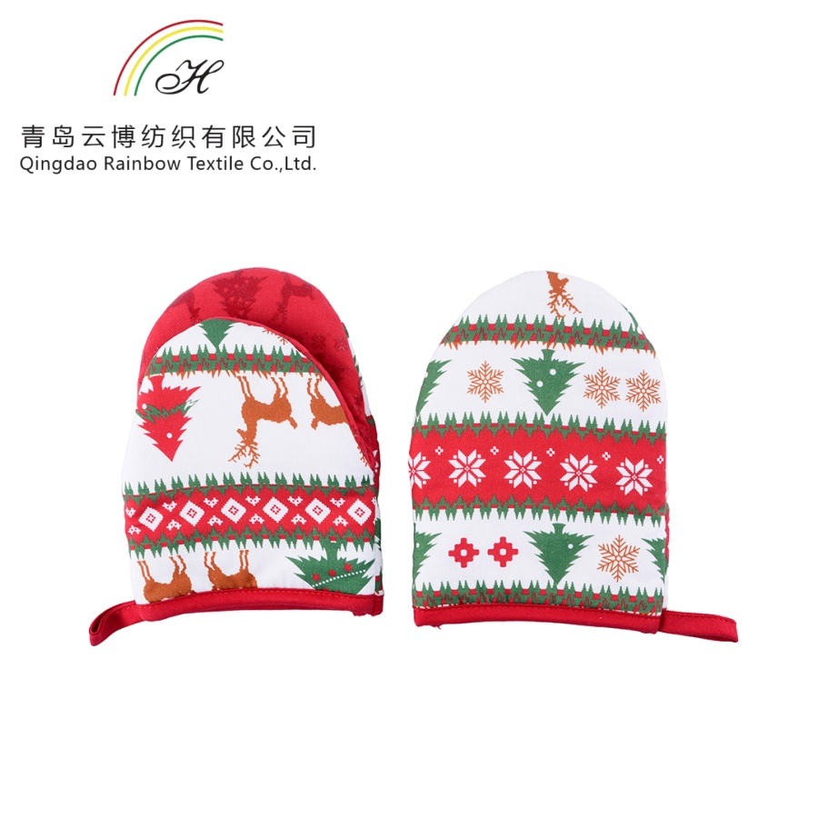 Printed Fabric Christmas Series Anti Scalding Printing Silicone Pot Holder