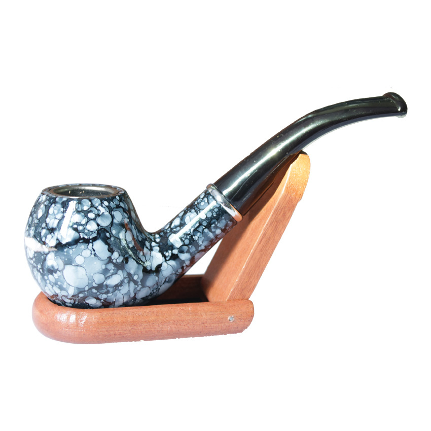 Short Blue and White Porcelain Pipe 150mm Curved Smoking Pipe