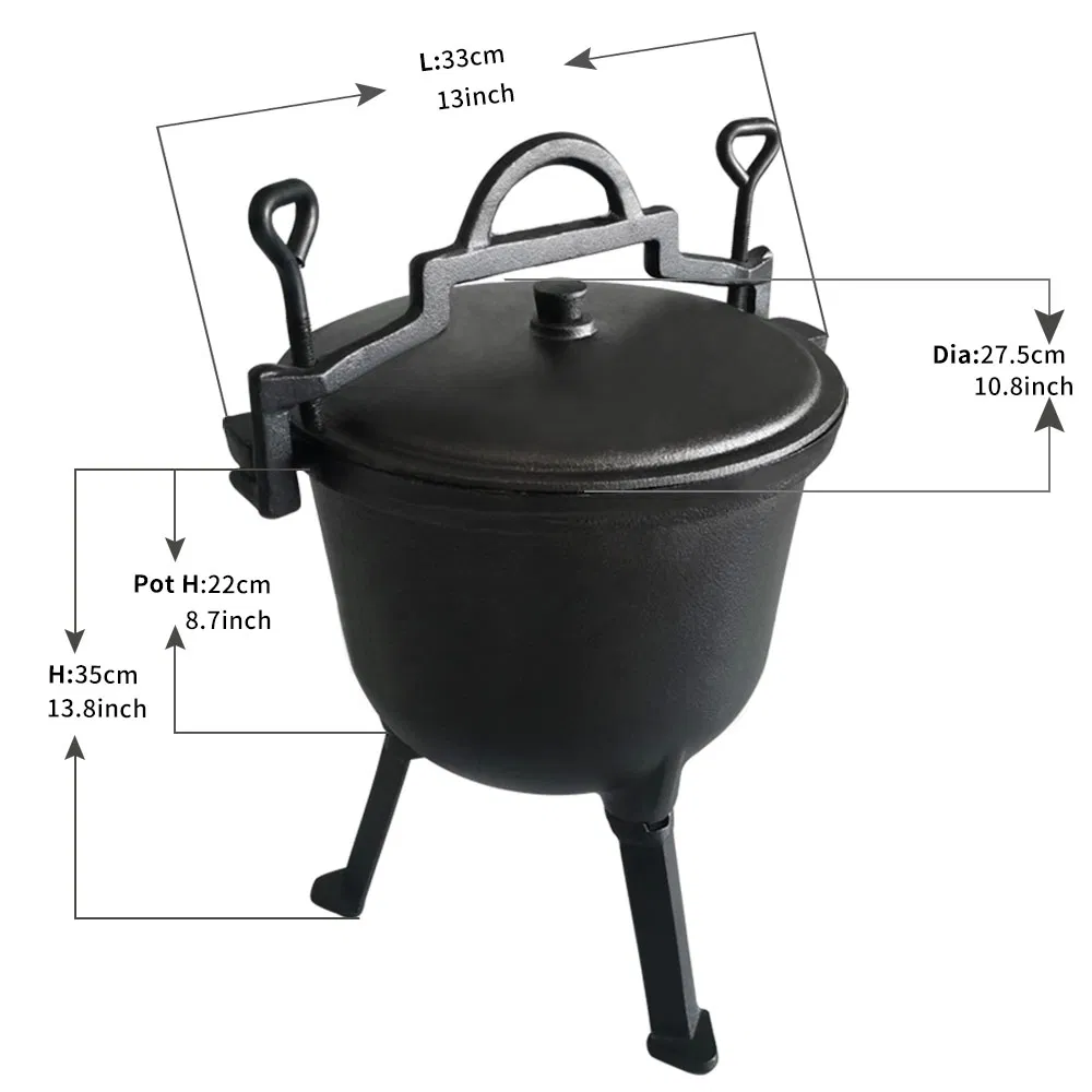 Чугунный кемпинговый котелок Dutch Oven 7 л с треногой