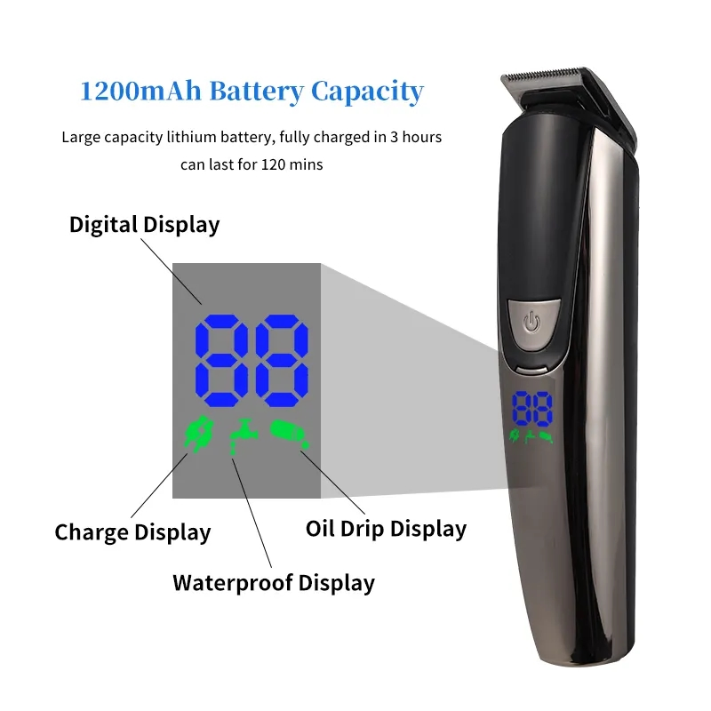 Professional Barber Hair Clipper 6 in 1 Body Hair Grooming Kit Ipx5 Waterproof Electric Hair Trimmer