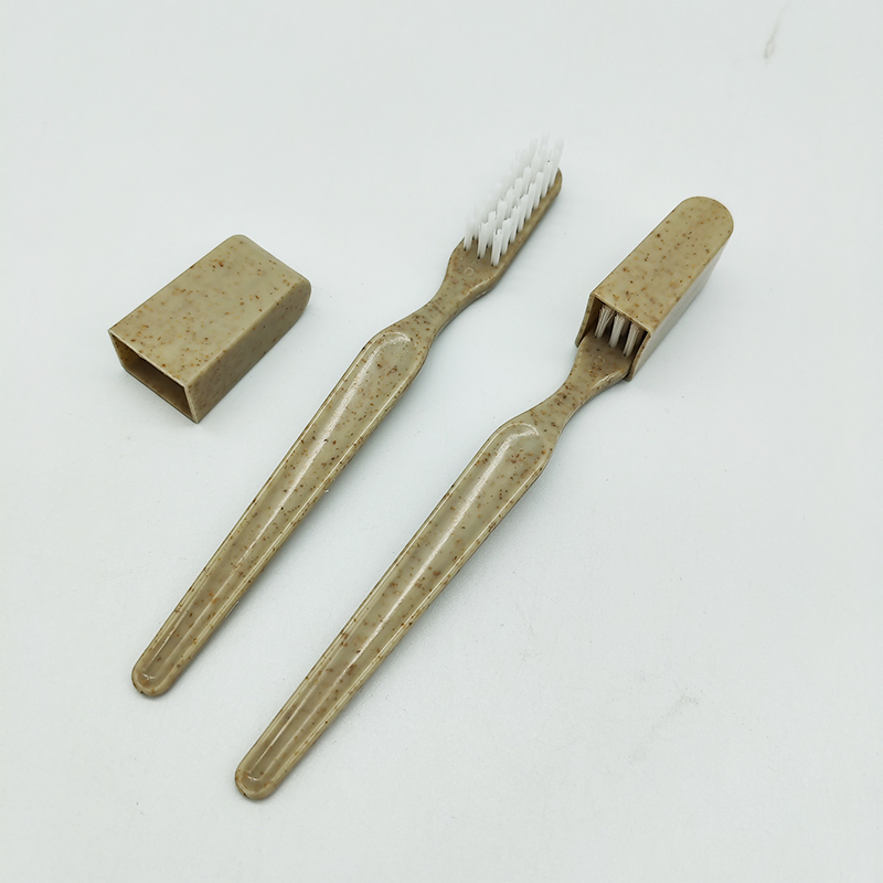 Cheapest Disposable Hotel Amenities Wheat Straw Toothbrush with Cap