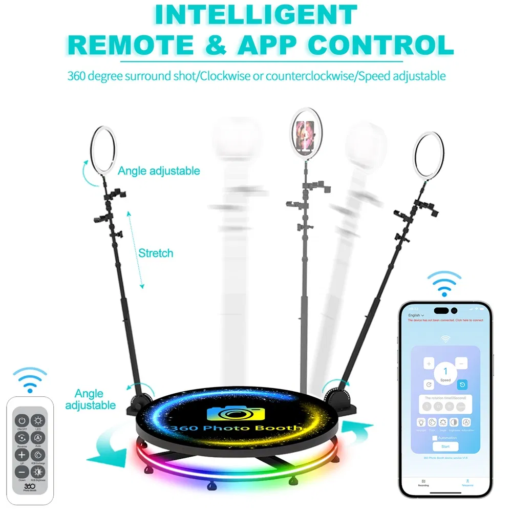 Selfie 360 Spinner Platform Party Supply Photobooth Automatic Rotating Camera Video Metal 360 Photo Booth