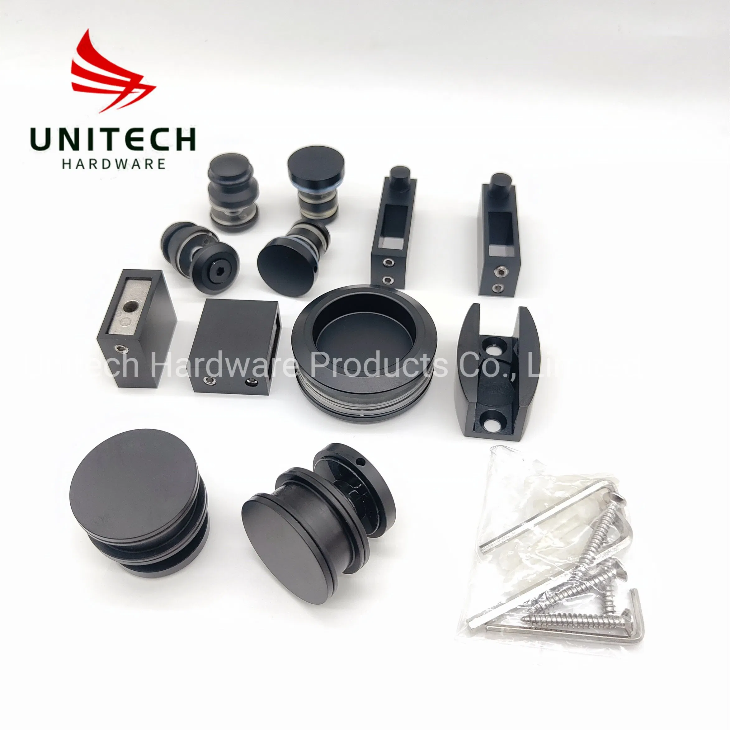 Black Color Shower Glass Sliding Door Roller and Fitting System with Track