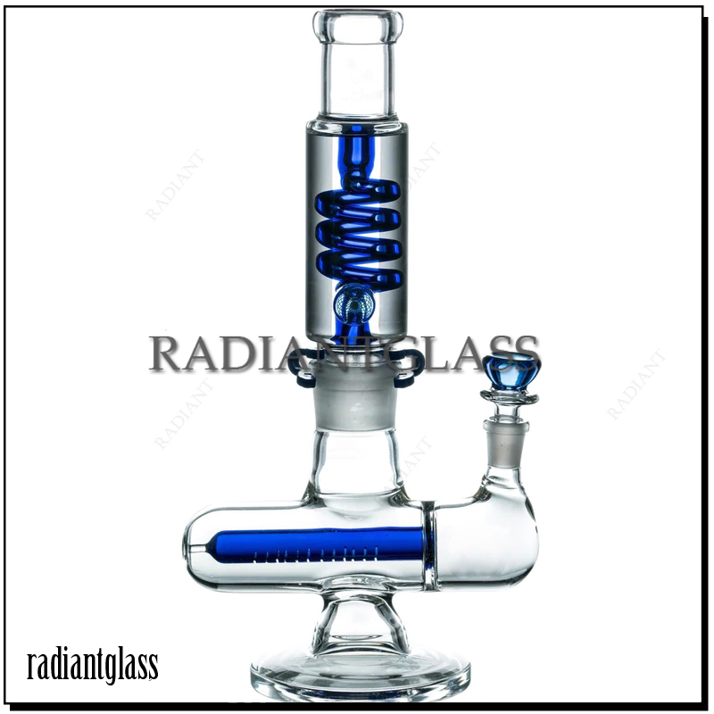 Wholesale Two Section Violin Coil Perc Freezable Glass Water Pipe with Clips