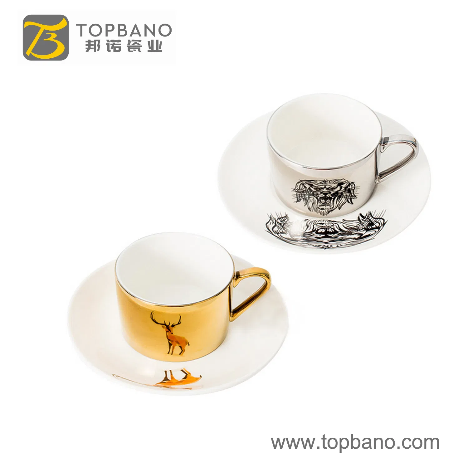 Promotional Porcelain Cup Saucer Set and Color Glaze for Dessert Shop