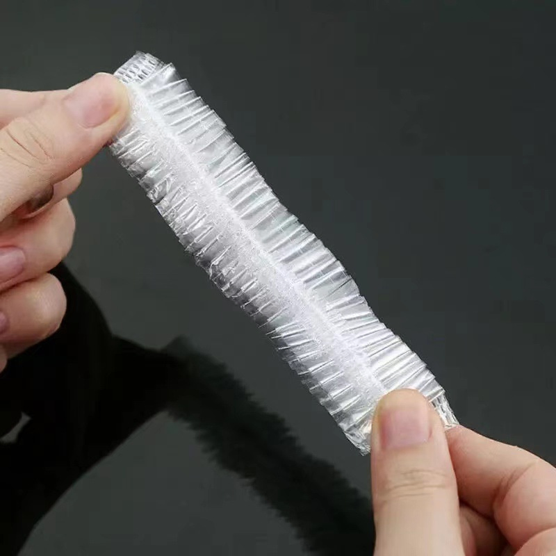 Disposable Shower Caps Hat Bathing Caps Hotel One-off Elastic Shower Cap Clear Hair Salon Bathroom Products Bath Caps