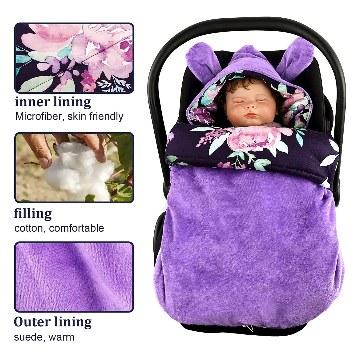 Fashionable Winter Baby Car Seat Cover 3 in 1 Stroller Bunting Bag