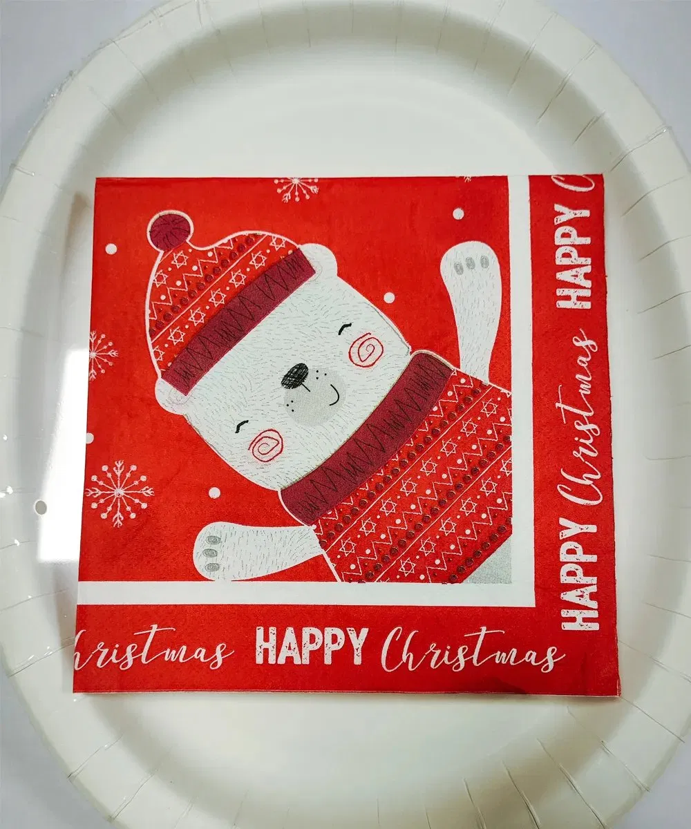Custom Printed 2-3ply Virgin Wood Pulp Dinner Napkins Soft Fold and Bag Style Colored Paper Serviettes for Festivals
