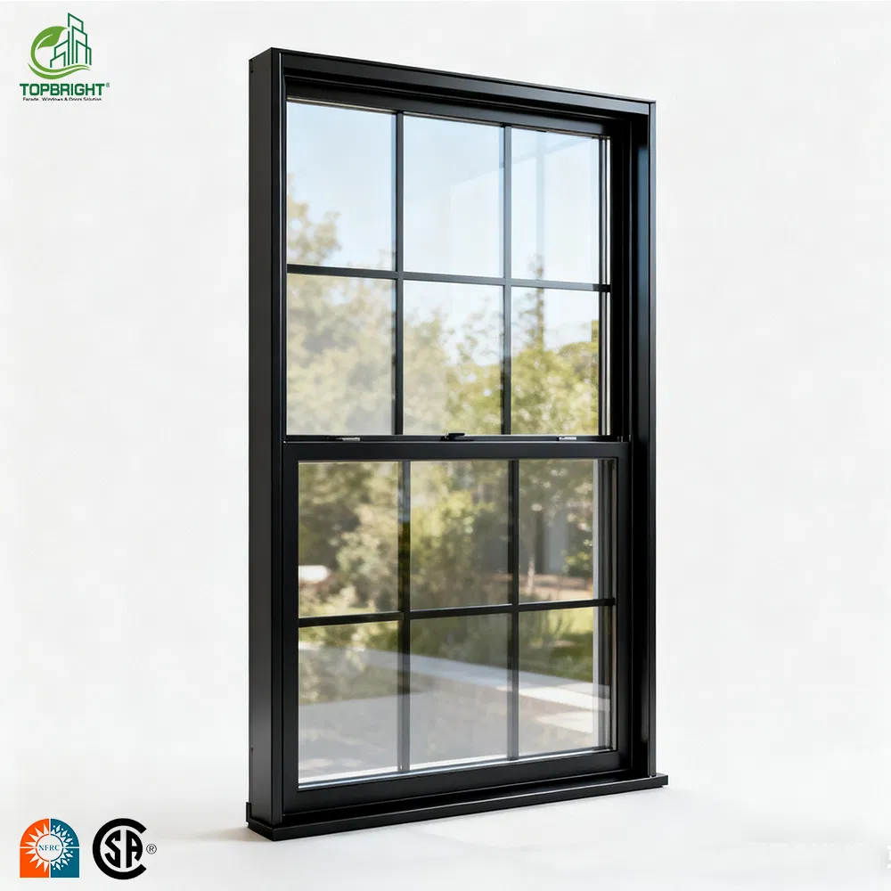 American Waterproof Aluminium Double Glass Window Single Double Hunge Vertical Sliding Windows