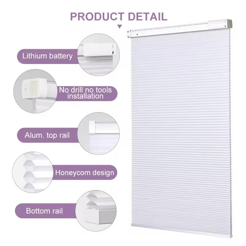 Smart Electric/ Manual Window Honeycomb Blinds Window Shape with Various Designs for Room Window Office Window