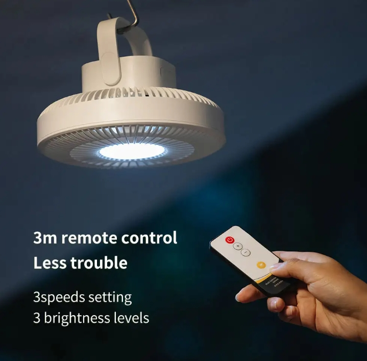 Rechargeable Camping Fan Desk Floor Portable Tripod Fan LED Tent Light Power Bank Smart Remote Control Indoor Outdoor Fan