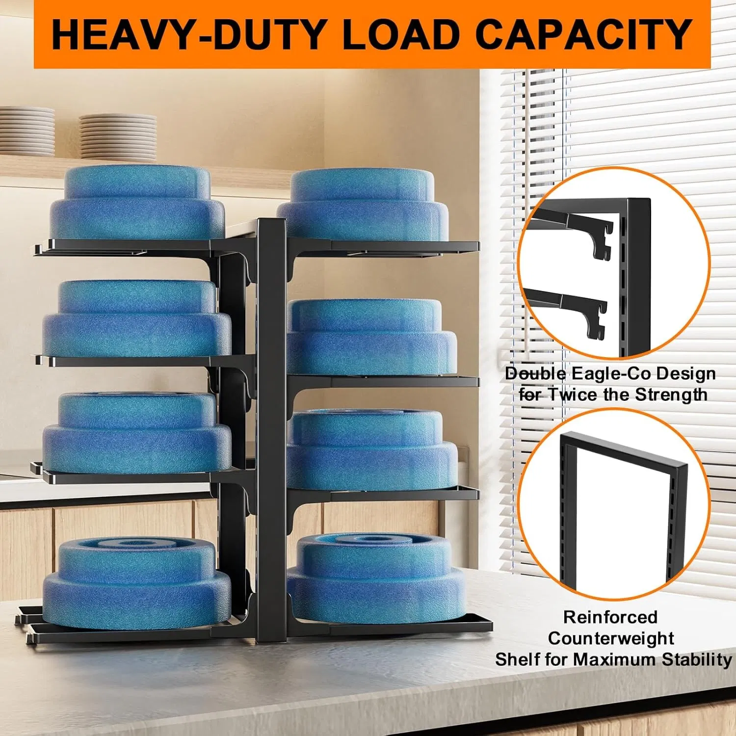 Space-Saving 8-Tier Pot and Pan Rack for Organized Kitchens