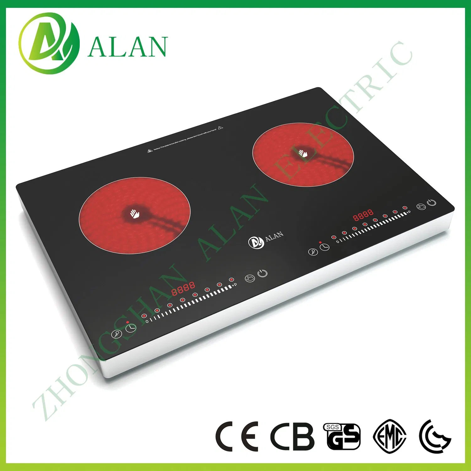 Factory Direct Supply High Firepower Domino Induction Cooker Double Hotplate Cooktop Real 1200+1800W