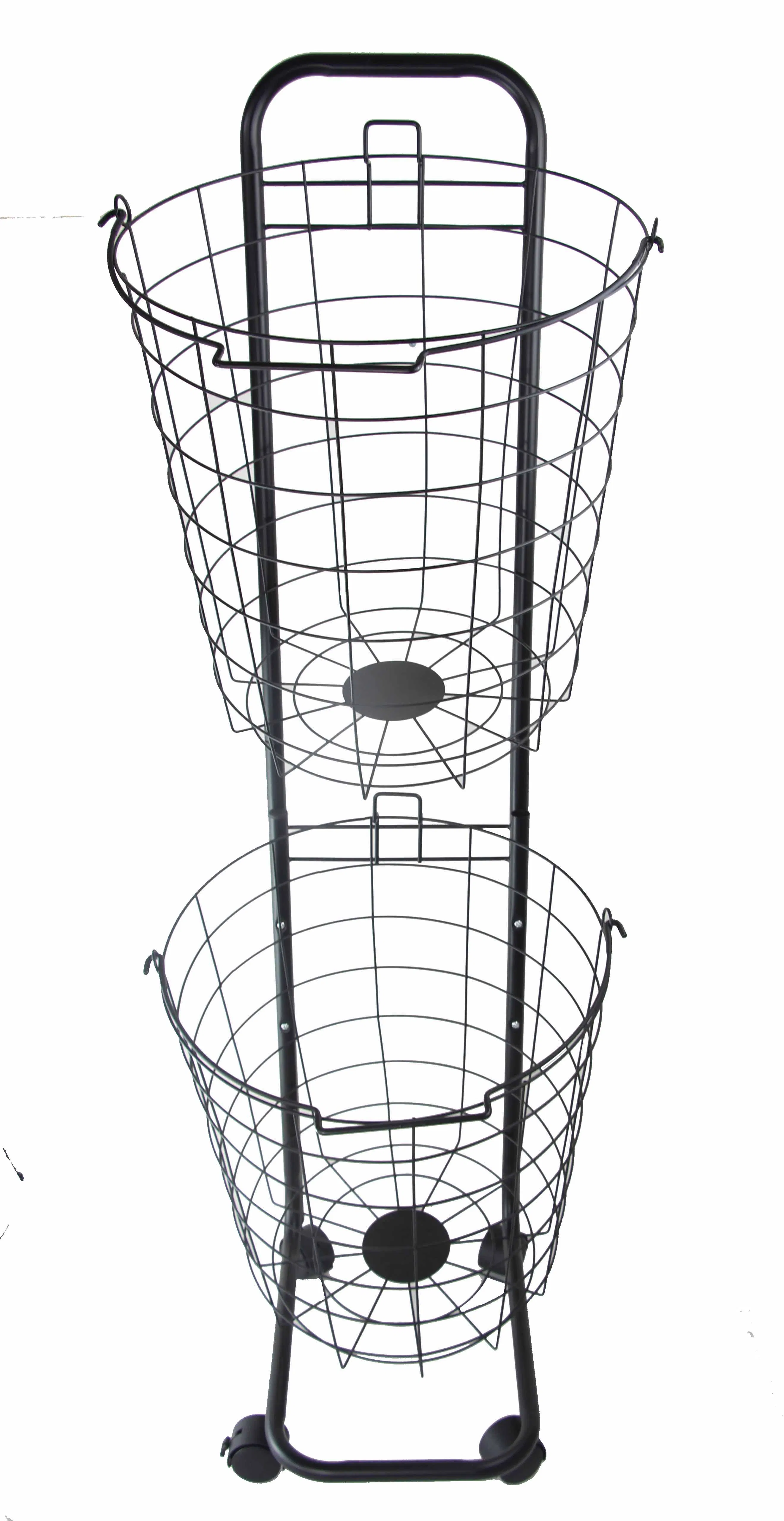 2 Tier Rolling Laundry Cart Portable Bathroom Storage Basket with Wheels