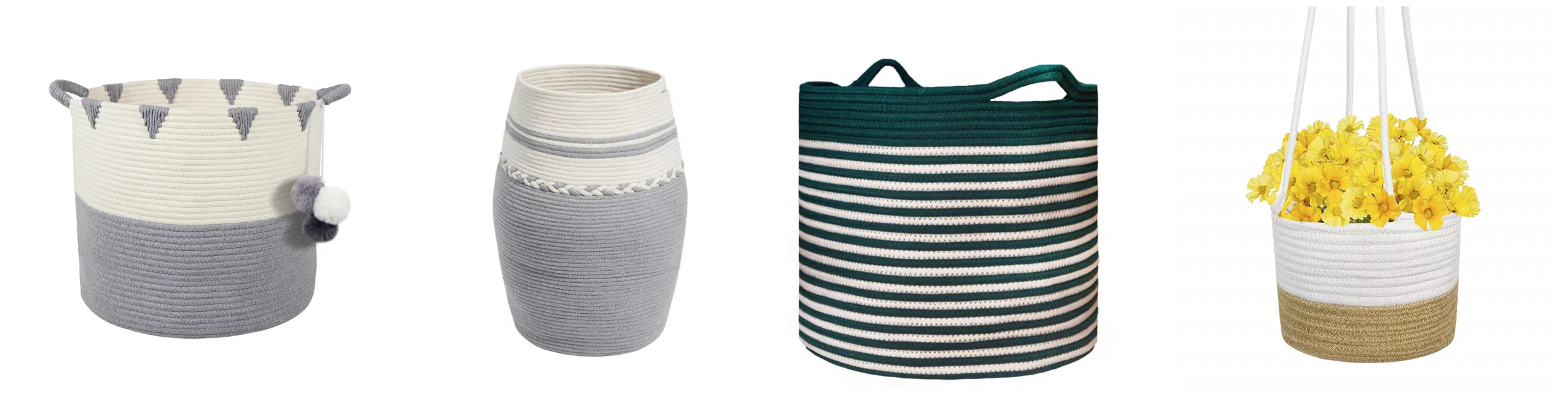 Waterproof Round Cotton Linen Collapsible Storage Basket