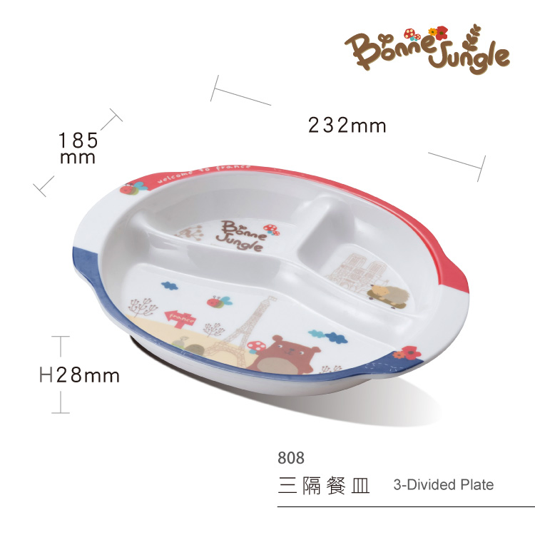 Children's Dinner Plate Melamine Tableware Custom Dinner Plate 3-Divided Plate