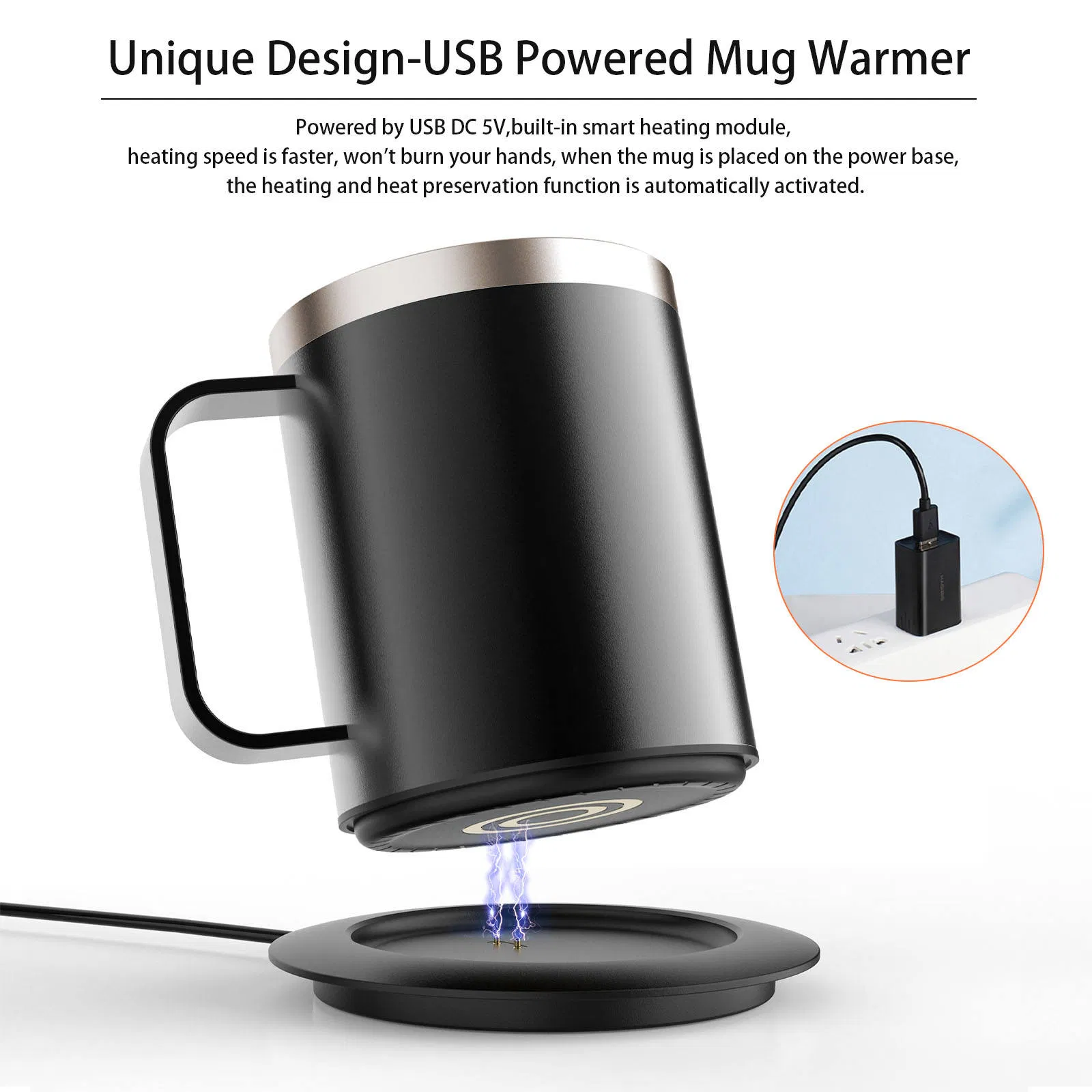 304 Stainless Steel Base Heated Constant Temperature Thermos Cup Coffee Mug Warmer