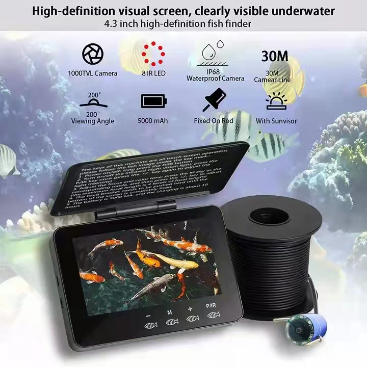 Hot Sale Aluminum Underwater Fishing Camera Portable Fish Finder Camera HD Infrared LED Waterproof Camera 800*480 Monitor