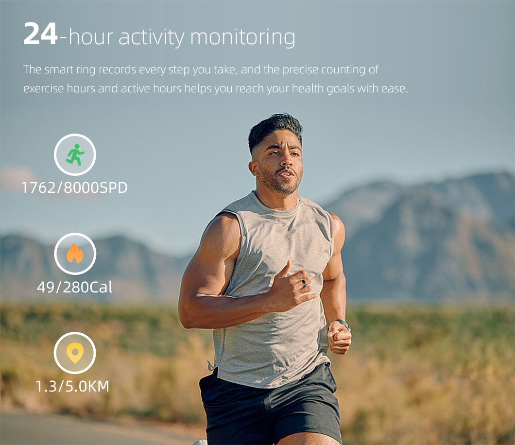 2024 Wireless Charging Smart Ring Health Health Ring Oxygen Blood Heart Rate Sport Smart Health Rings for Ios & Android APP.