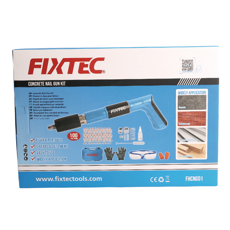 Fixtec Industrial Mini Steel Concrete Fastening Nailer 5 Speed Adjustable Manual Nail Gun for Metal Building