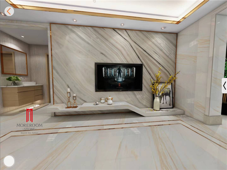 Natural Stone White Marble with Golden Veins Textures Slab