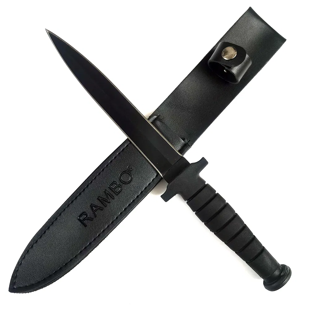 The First Blood Rambo VI Black Fixed Blade Sword Spear Blade Fixed Knife