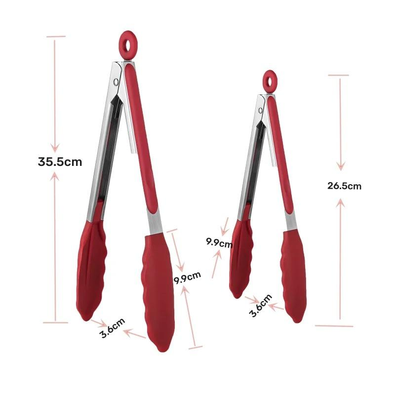Kitchen Silicone Tongs BBQ Grilling Tong Cooking Salad Bread Serving Tong Non-Stick Barbecue Clip Clamp Stainless Steel Tong