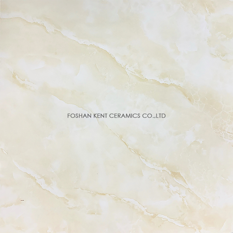 Yellowish Glossy Surface Porcelain Glazed Polished Flooring Tiles for Living Room