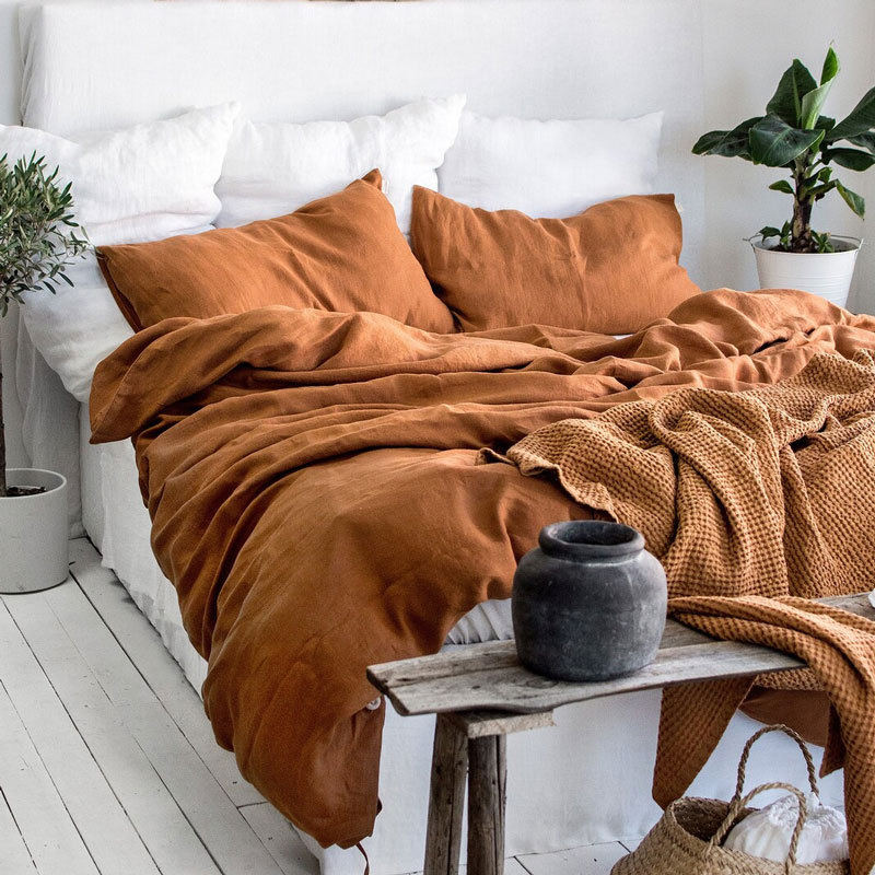 Natural 100% French Flax Linen Stone Washed Duvet Cover Set Bed Sheet Set Luxury Bedding Set